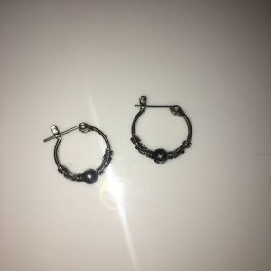 BLACK HOOP EARRINGS